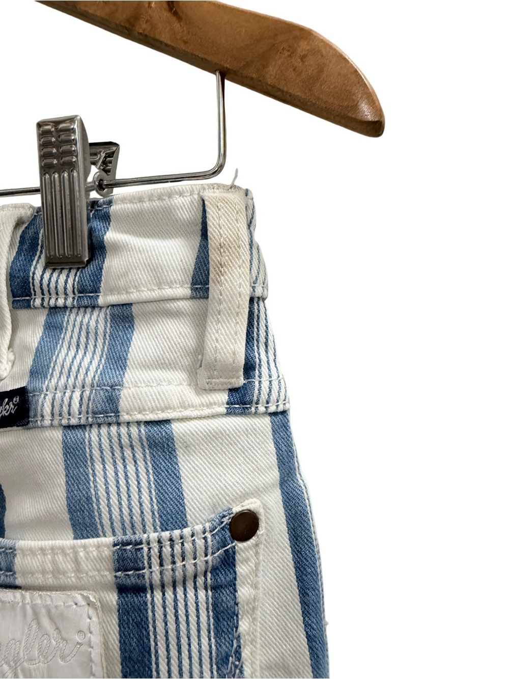 WRANGLER Blue Stripe Gabby Retro Bailey Flare Jean Size 26x34 - Picture 11 of 14